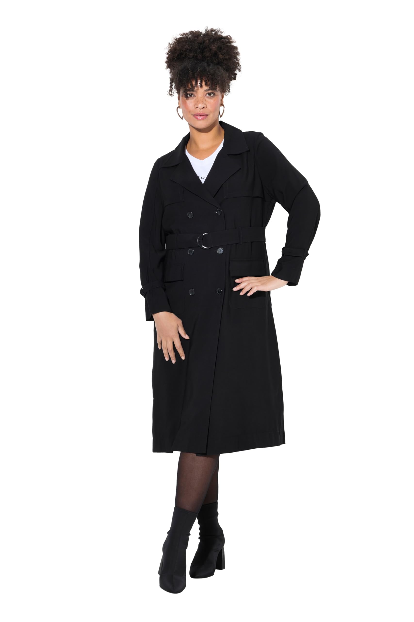 MIAMODA Damen große Größen Übergrößen Plus Size Trenchcoat, Classic Fit, Jeansoptik 833987