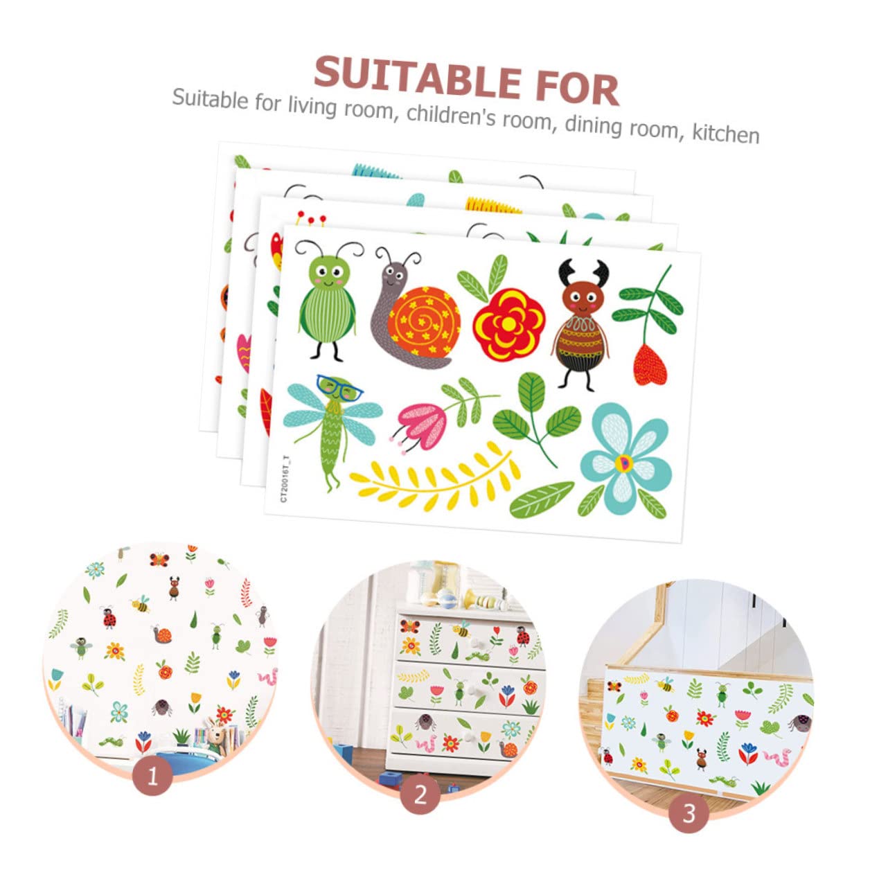 Yardwe 5 Juegos Pegatinas de Pared Infantiles Autoadhesivas de Flores y Animales Decoración para Habitaciones Quitar y Reubicar
