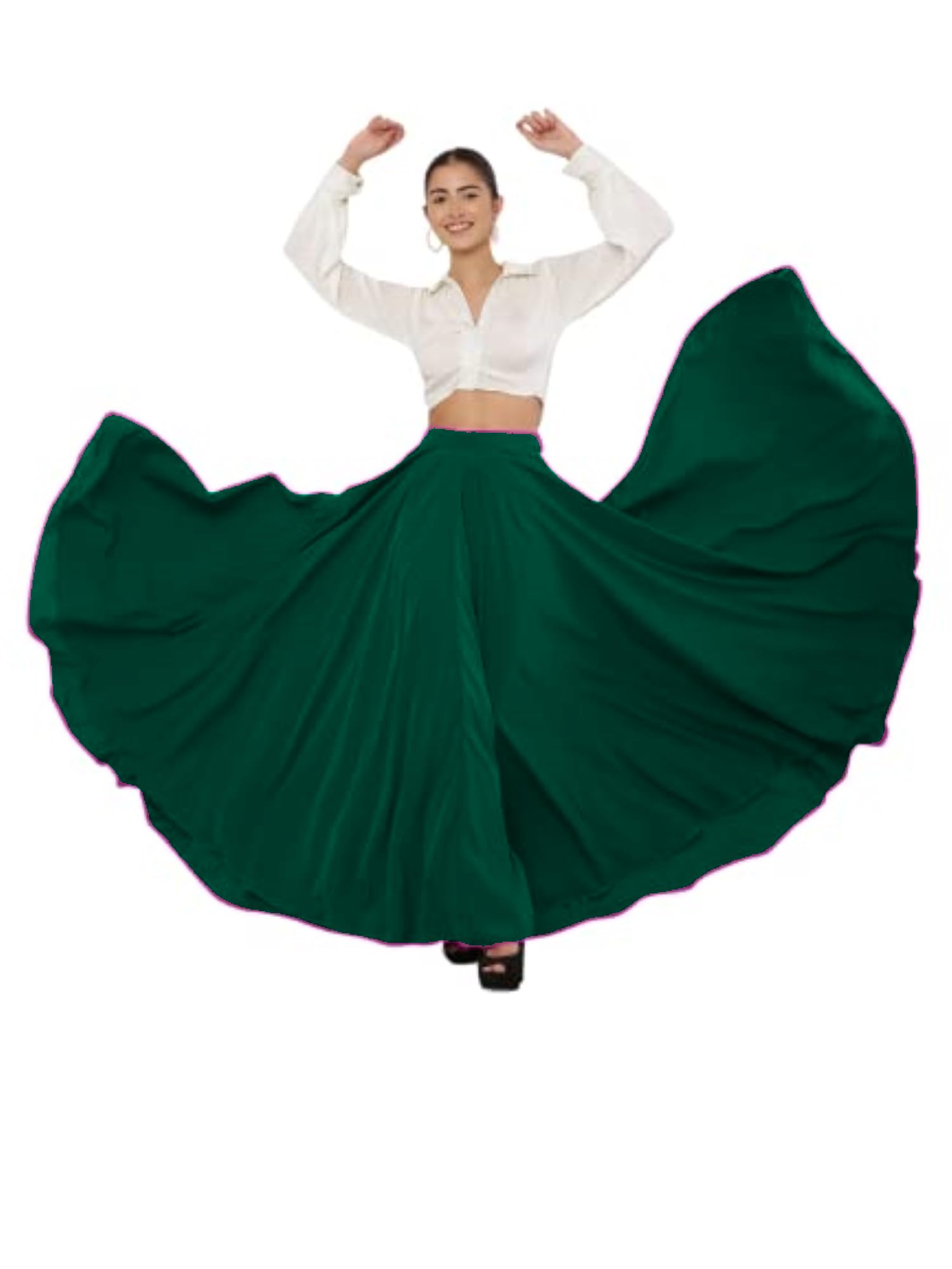 pelton Women’s Solid Black Flared Long Skirt | High Waist Maxi Skirt | 12 Meter Flair | Festive, Party & Casual Wear-picture-24