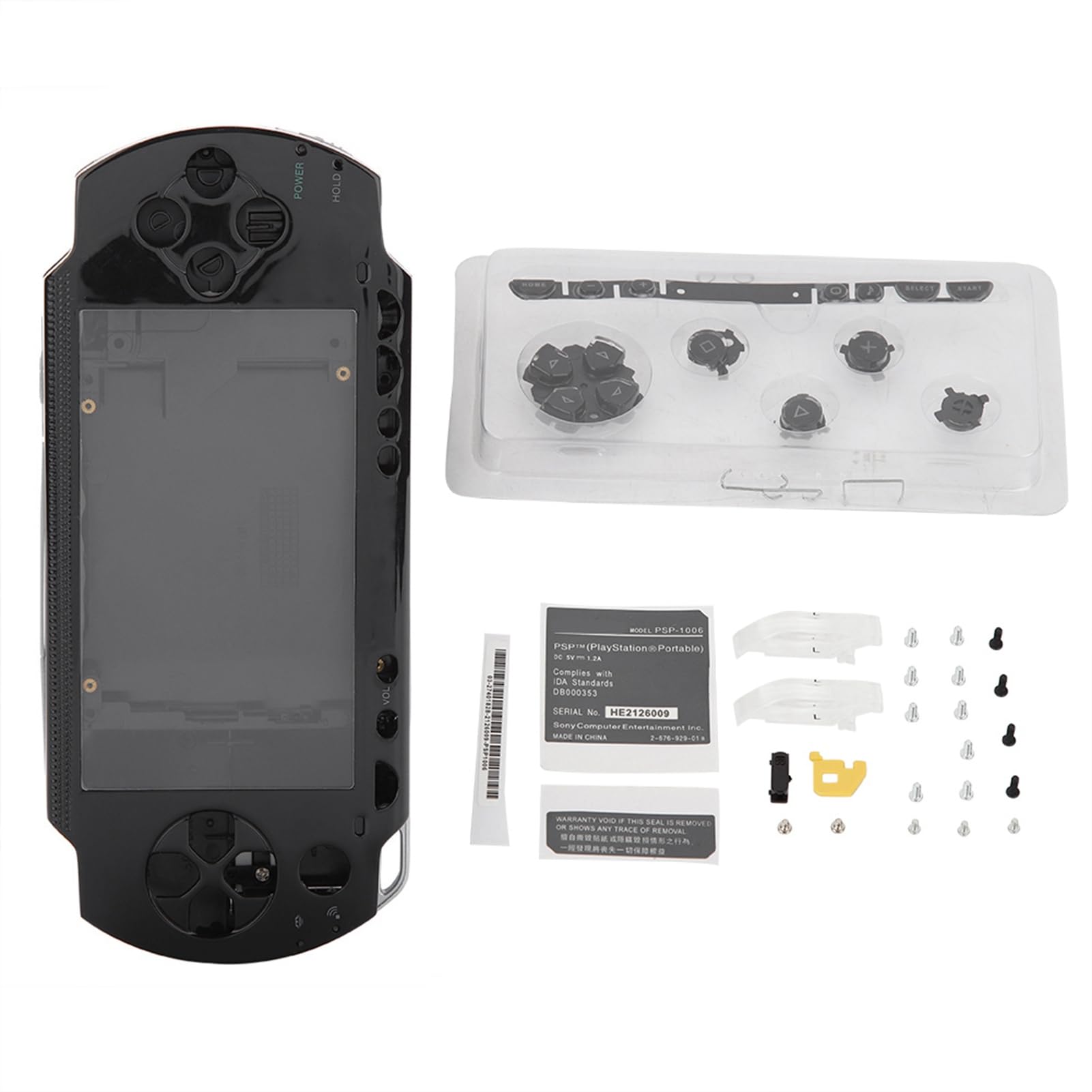 Housse de boîtier complète pour 1000, Ensemble de Coques Anti-Chute de Remplacement avec kit de Boutons pour Console de Jeu 1000 (Noir)