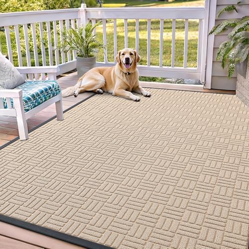 Image of OLANLY Front Door Mat Outside Entrance 71x47, Absorbent, Heavy Duty Sturdy Natural Rubber Doormat Indoor Outdoor, Non-Slip, Stain and Fade Resistant, Low Profile Floor Mat for Entryway, Latte White