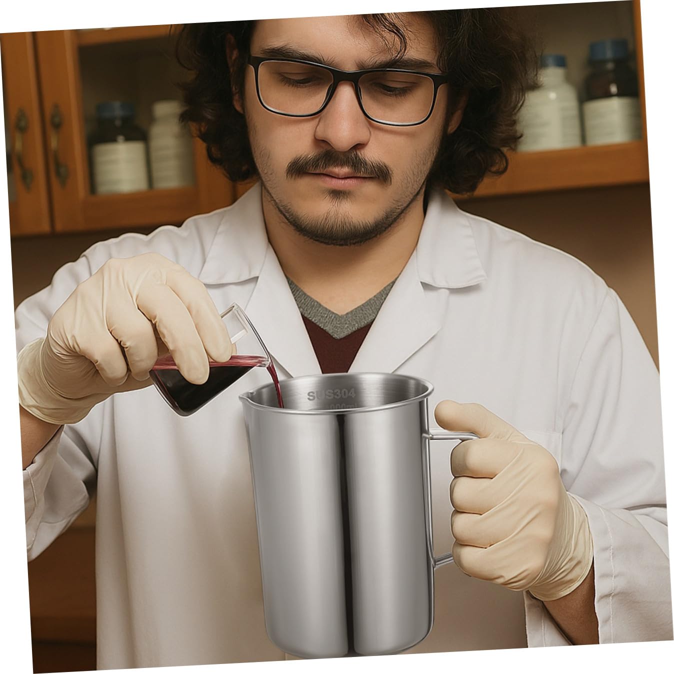Ciieeo 2 Vasos Medidores De 1000 Ml Con Graduaciones De Acero Inoxidable Para Laboratorio Fáciles De Limpiar Y Leer.