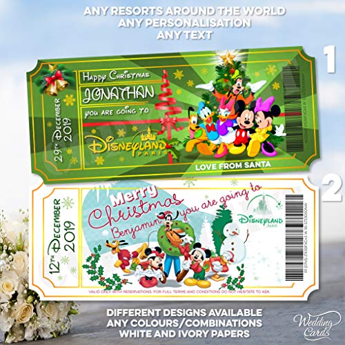 Wedding Cards Tarjetas de Boda Personalizadas de Navidad Disney Disney Walt Disney World Florida Reveal Ticket Card
