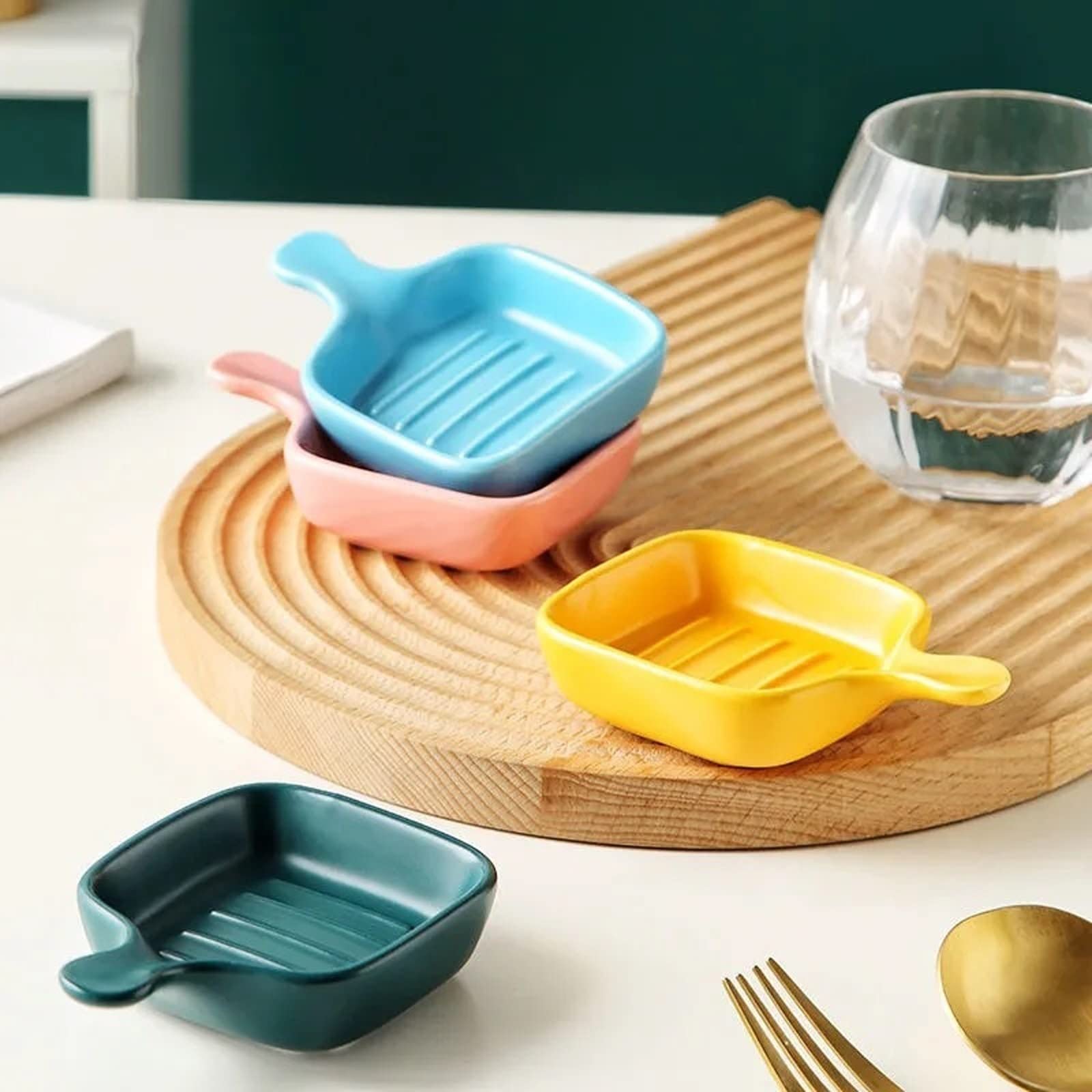 Keramik-Soßenschälchen Ceramic Dip Bowls Set With Handle For Soy Sauce Vinegar Seasoning Ketchup In Multicolor(G)