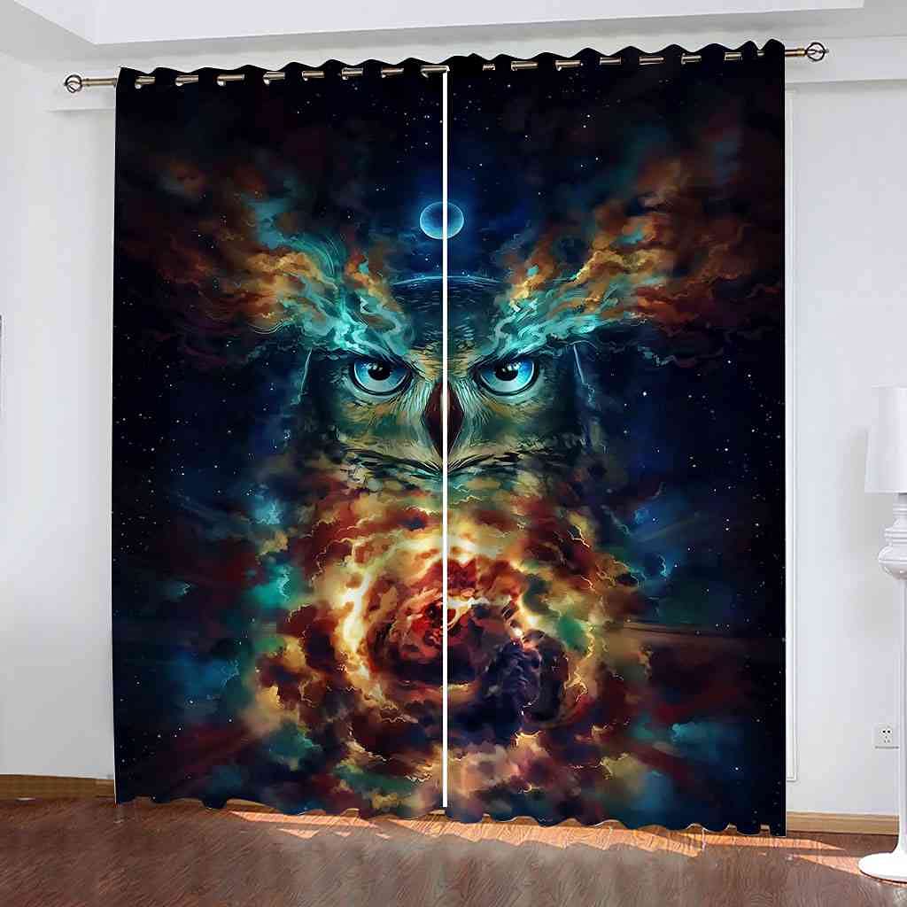 Rideaux isolants et phoniques 3D hibou thermique anti-lumière occultant chambre