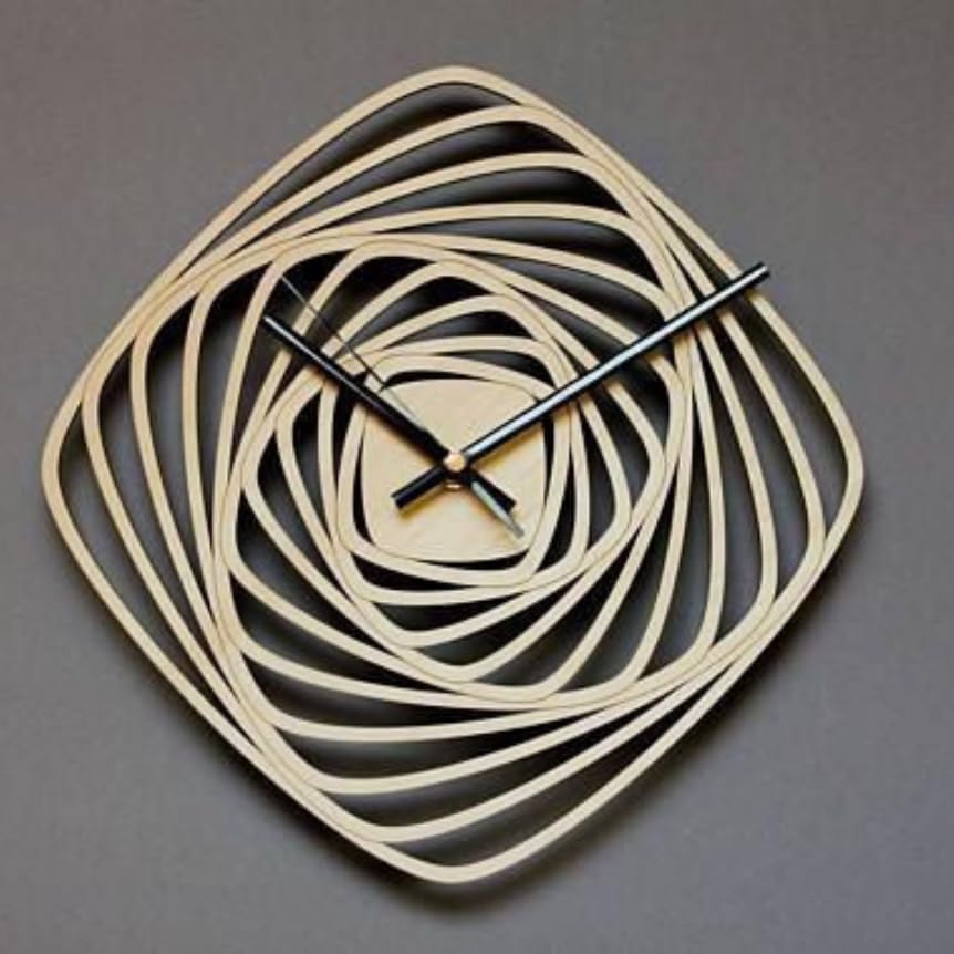 Wooden Wall Clock for Home, Designer Stylish, 13x13 Inch, Without Glass, 5mm MDF Board (Spiral Square)-image-46