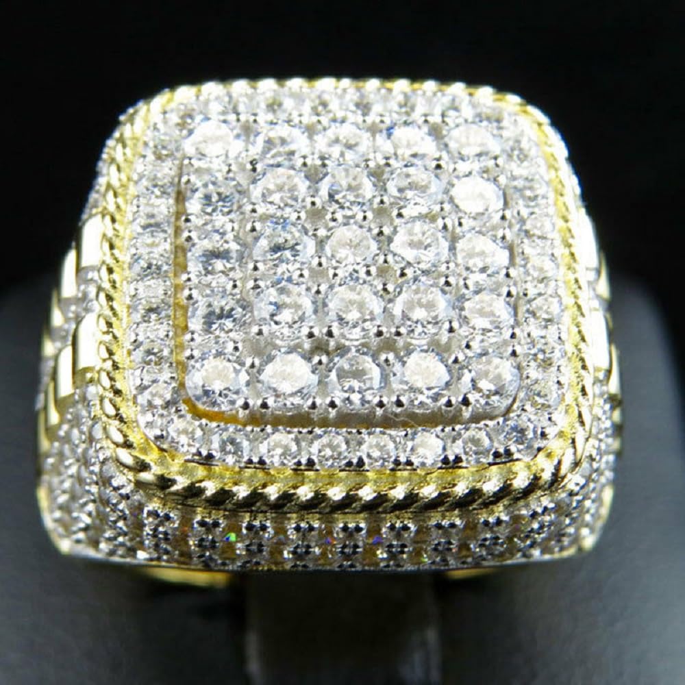 WBDWWTD pełny diament męski luksusowy pierścionek Hip Hop Punk wiertarka wodna Iced Out złoty pierścionek dla mężczyzn ręcznie robione delikatne Bling złote diamentowe męskie pierścionki Boss