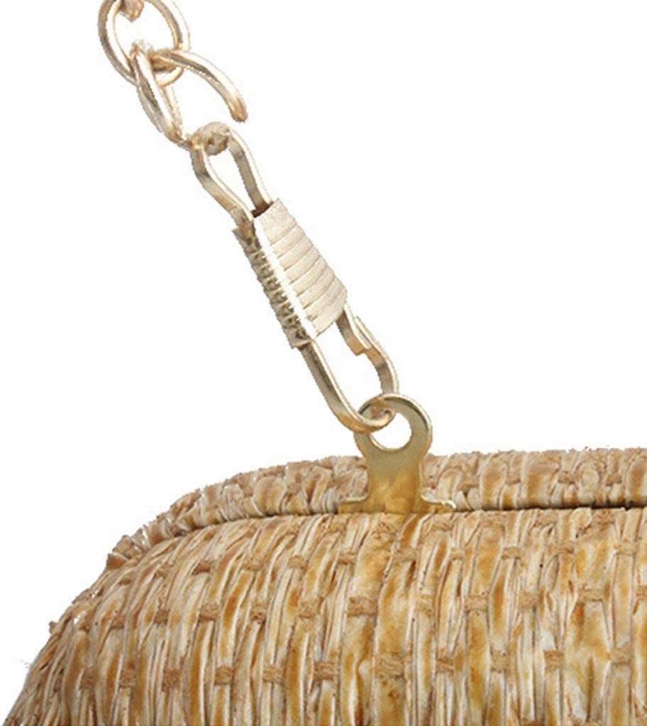 Strandtasche Strohtaschen Handgewebte Strohtasche, Frauen Stroh Handtasche Abendtasche Damen Hochzeit Party Clutch Prom Kette Schulter Gold