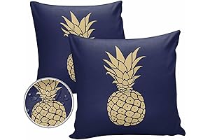 Two-Pack Yellow Pineapple Outdoor Waterproof Pillow Covers