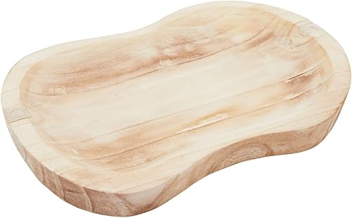 Okuna Outpost Cuencos de madera hechos a mano para decoración, centro de mesa de madera de Paulownia en 8 formas (11 x 16 pulgadas)