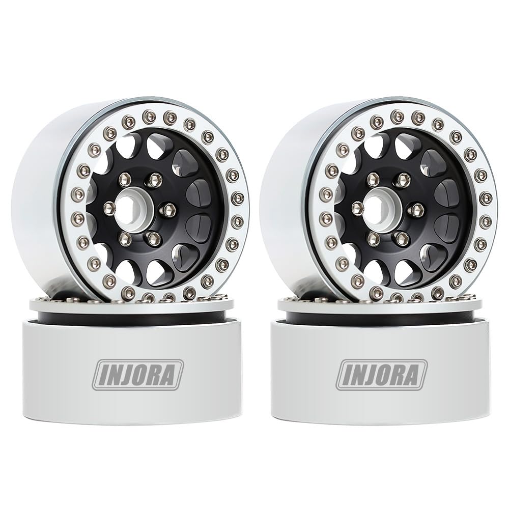 INJORA RC Rims 4pcs 1.9 Inch Beadlock RC Wheel Rim Set Wheel Hub for 1:10 RC Crawler Axial SCX10 SCX10 II 90046 SCX10 III AXI03007 TRX4 D90 SCX10 Pro