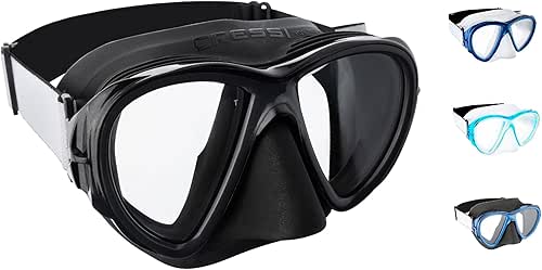 CRESSI Horizion+Scilla Combo Ensemble Masque 4 Verres Trempés Séparés Et Tuba Dry Pour Plongée Et Snorkeling Unisex-Adult, Transparent/Cyan Glace, Unique