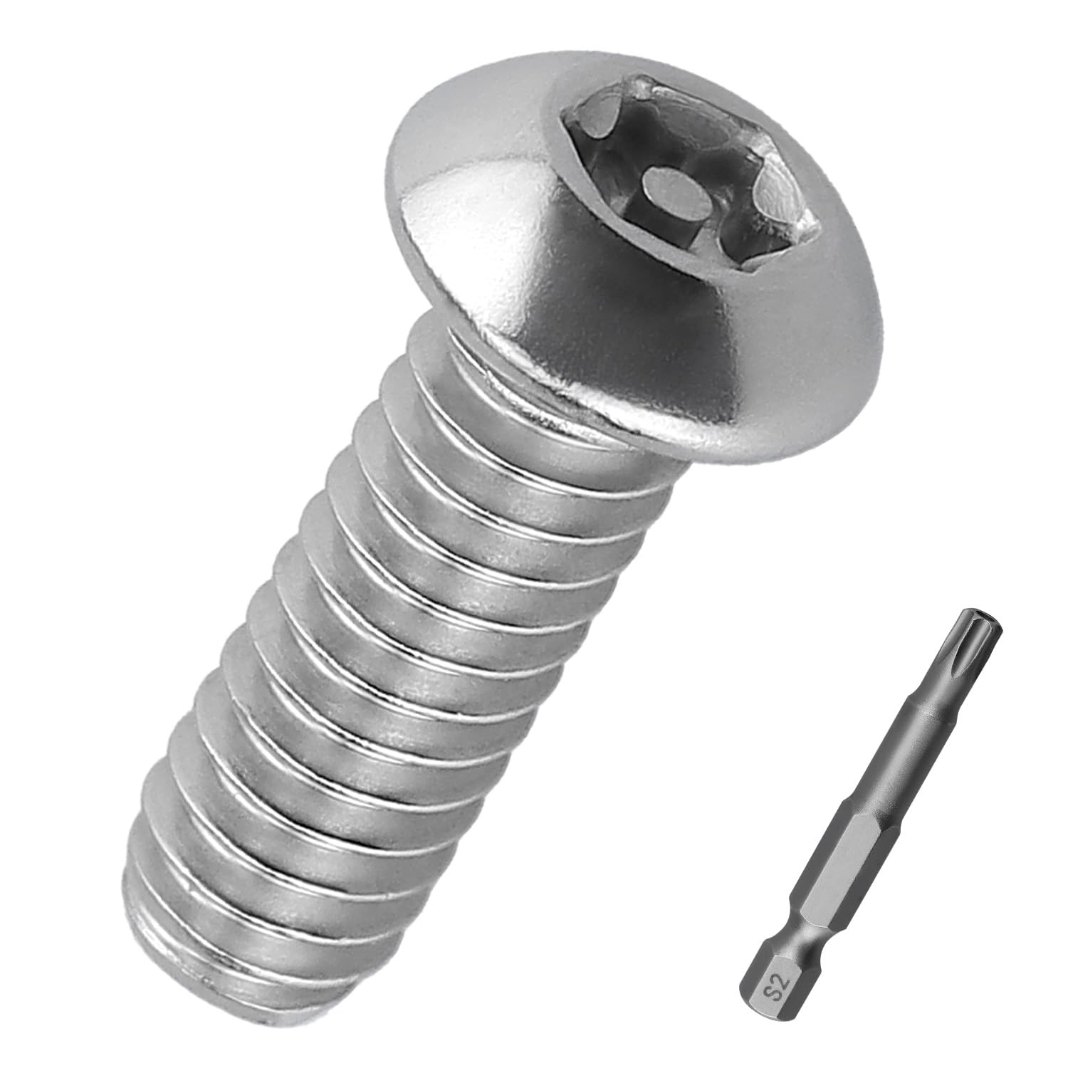 Photo 1 of #10-32 x 3/4" Torx Security Machine Screws, 304 Stainless Steel 18-8, Button Head Tamper Resistant Screws for Higher Level of Safety & Theft Prevention, 50 Pack (TT25 Bit Included)