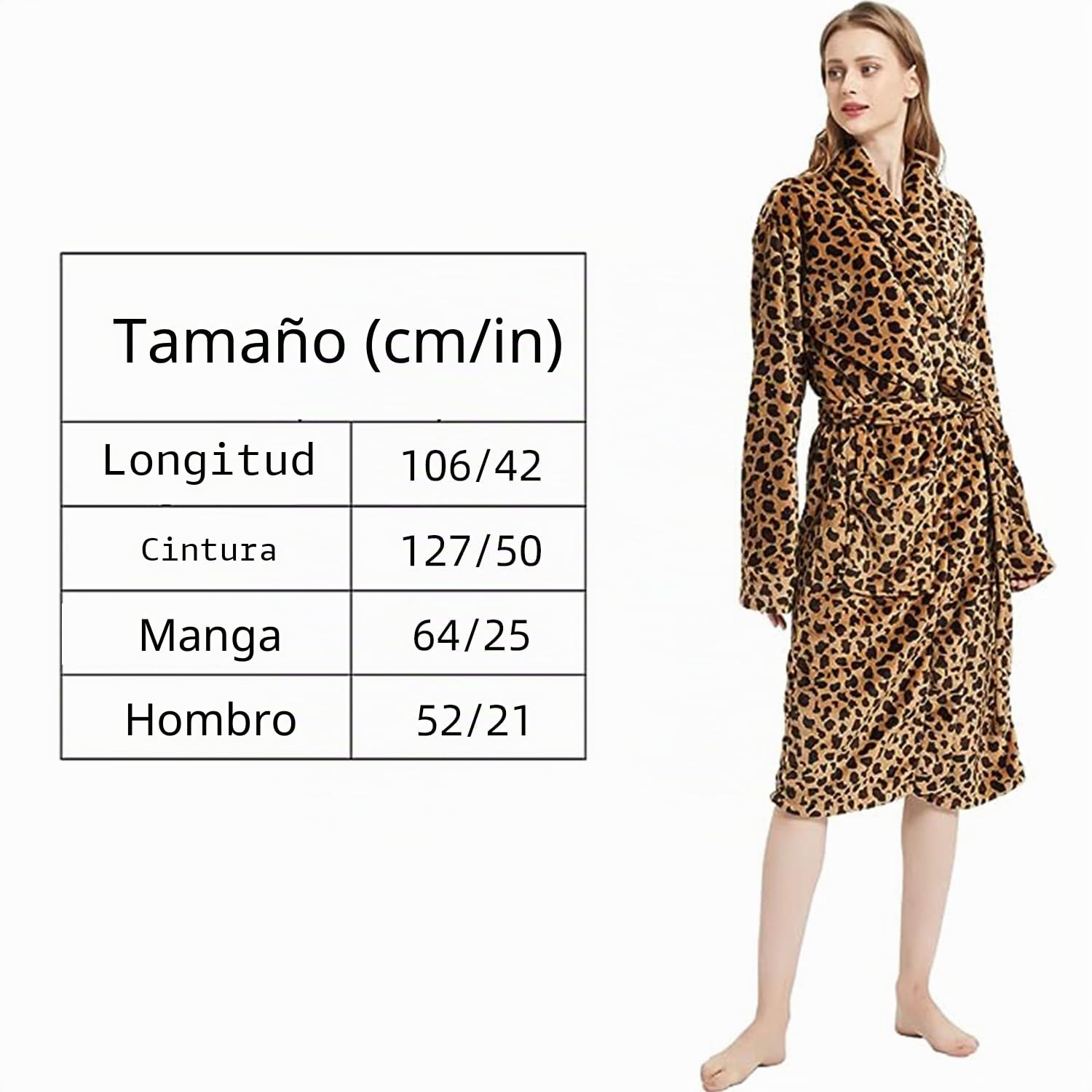 DREAMLANDING Albornoz estampado para mujer, 100 % franela, pijama, camisón para mujer