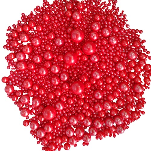Image of Edible Red Sugar Pearls Candy Sprinkles 120G / 4.23Ounce Baking Cake Sprinkles Cupcake and Cake Topper Cookie Decorations Wedding Party Valentines Halloween Christmas Supplies