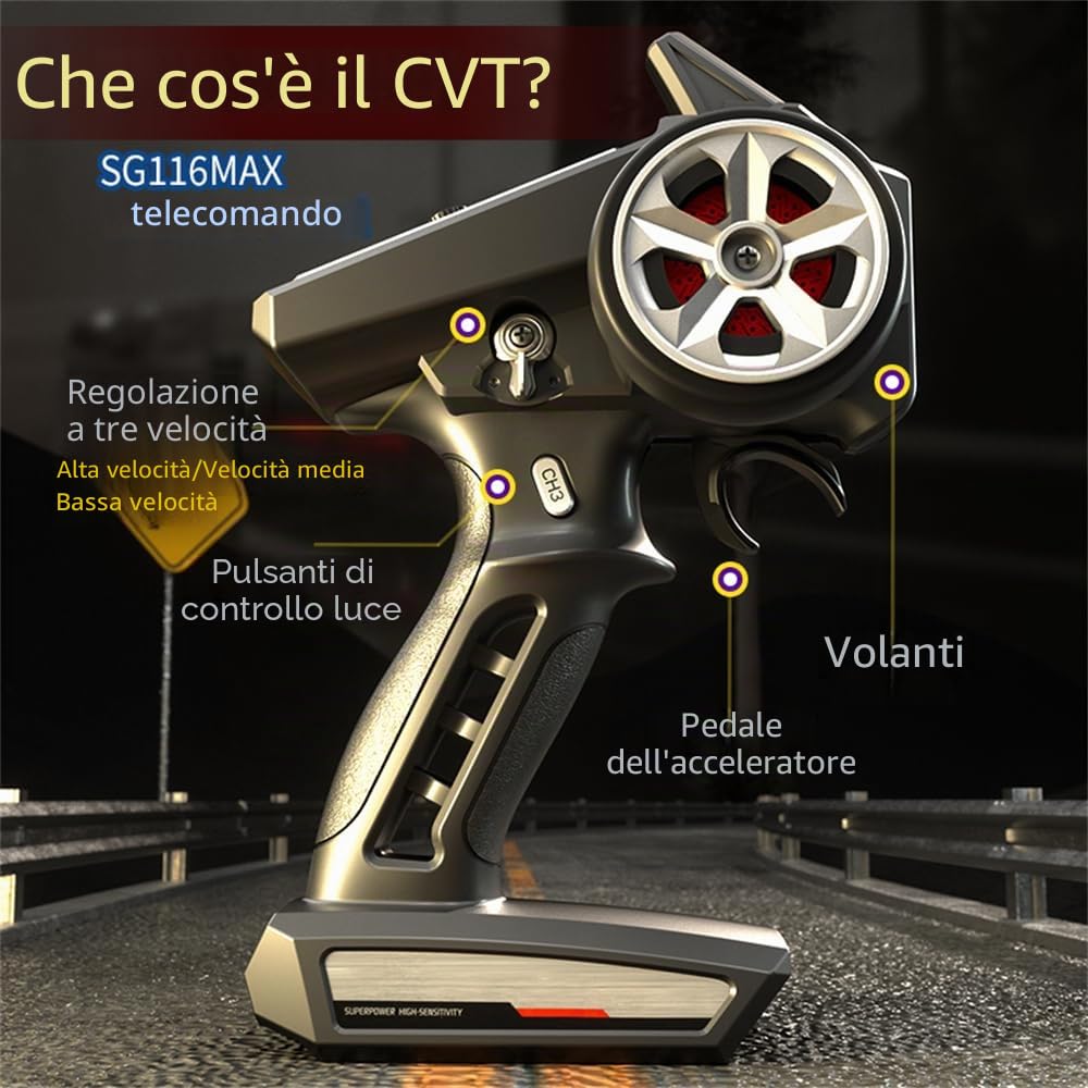 SG116 MAX Auto telecomandata per adulti 80 km/H con borsa per il trasporto, 1:16 4 WD Off Road Race Buggy, motore brushless RC ad alta velocità Offroad Drift Auto da corsa, 3 batterie