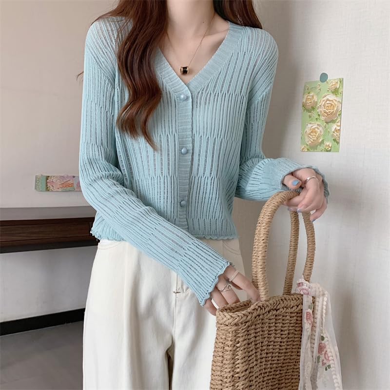 Image of ICW Women's Knitted Ribbed Cardigan Long-Sleeve V-Neck Button-Up Shrug Jacket Top Dn85