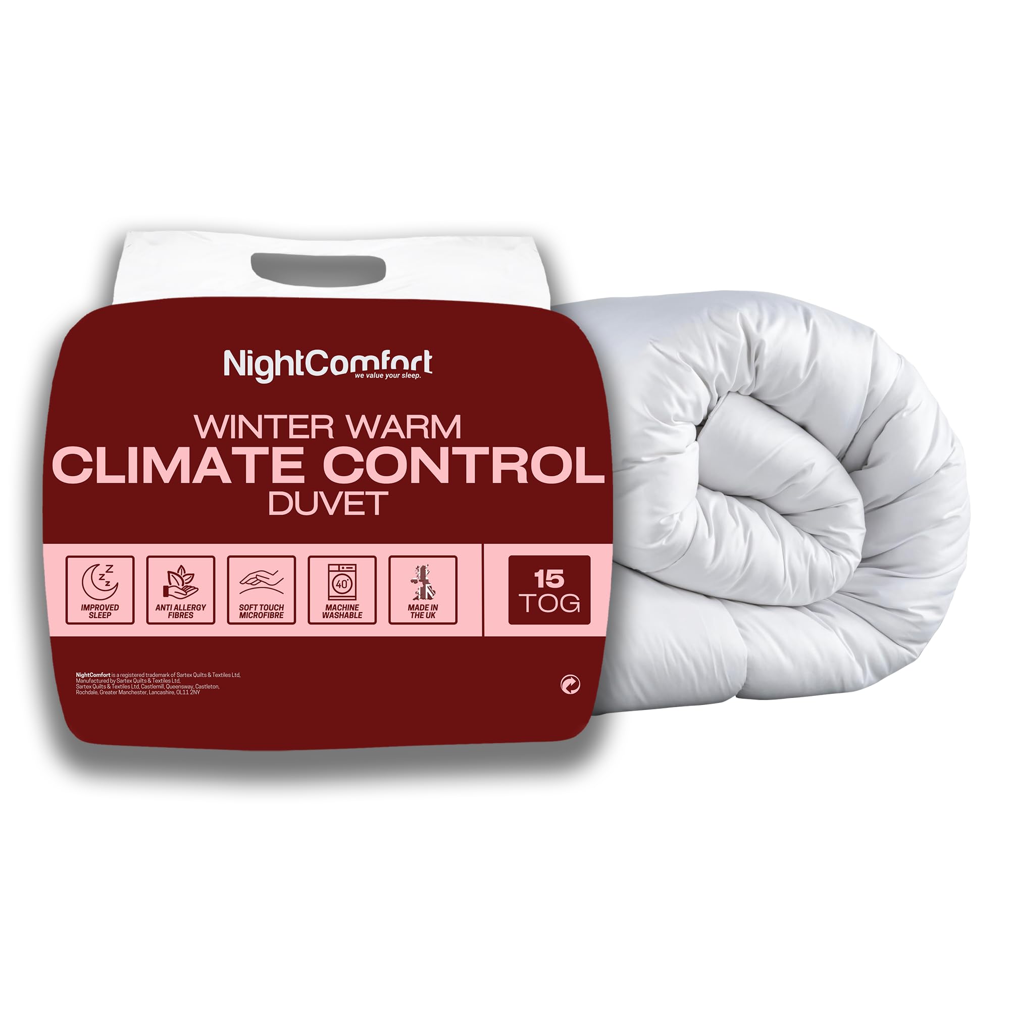 Night Comfort 15 Tog Winter Warms Anti-Allergy Super King Duvet - Hypoallergenic Breathable Microfibre Cover With Heavyweight Hollowfibre Filling Bedding Quilt - (White, 260X220cm)
