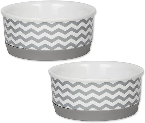 Bone Dry Ceramic Pet Collection Chevron, juego pequeño, 4.25x2, gris, 2 piezas disponible en Yaxa Costa Rica