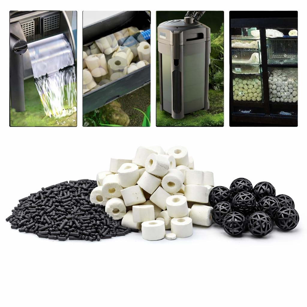 COLOURFUL AQUARIUM 150G Activated Carbon + 150G Ceramic Rings + 10 Bio Balls - Suitable For All Aquarium Fish Tank (Combo-3)-image-29