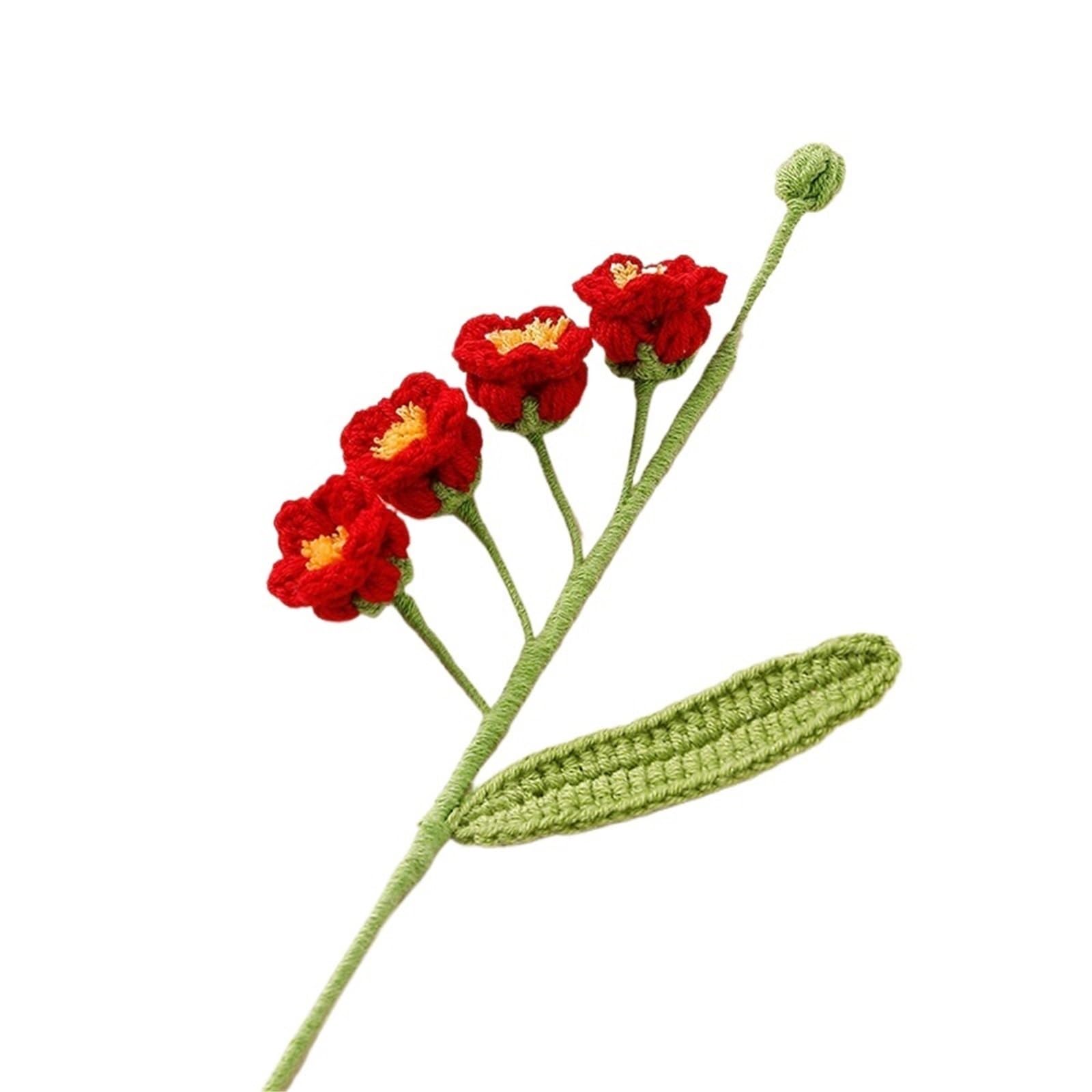 EXKURPOO crochet plant Puff Bell Orchid Crochet Flowers Creative Bouquet Flower Knitted Desktop Decor for home
