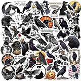 50PCS Crow Stickers, Raven Bird Water Bottle Laptop Sticker Gothic Style Party Favors, Party Decoration, Classroom Crafts, Black Bird Halloween Gifts Sticker for Kids Teens Adults (Crow)