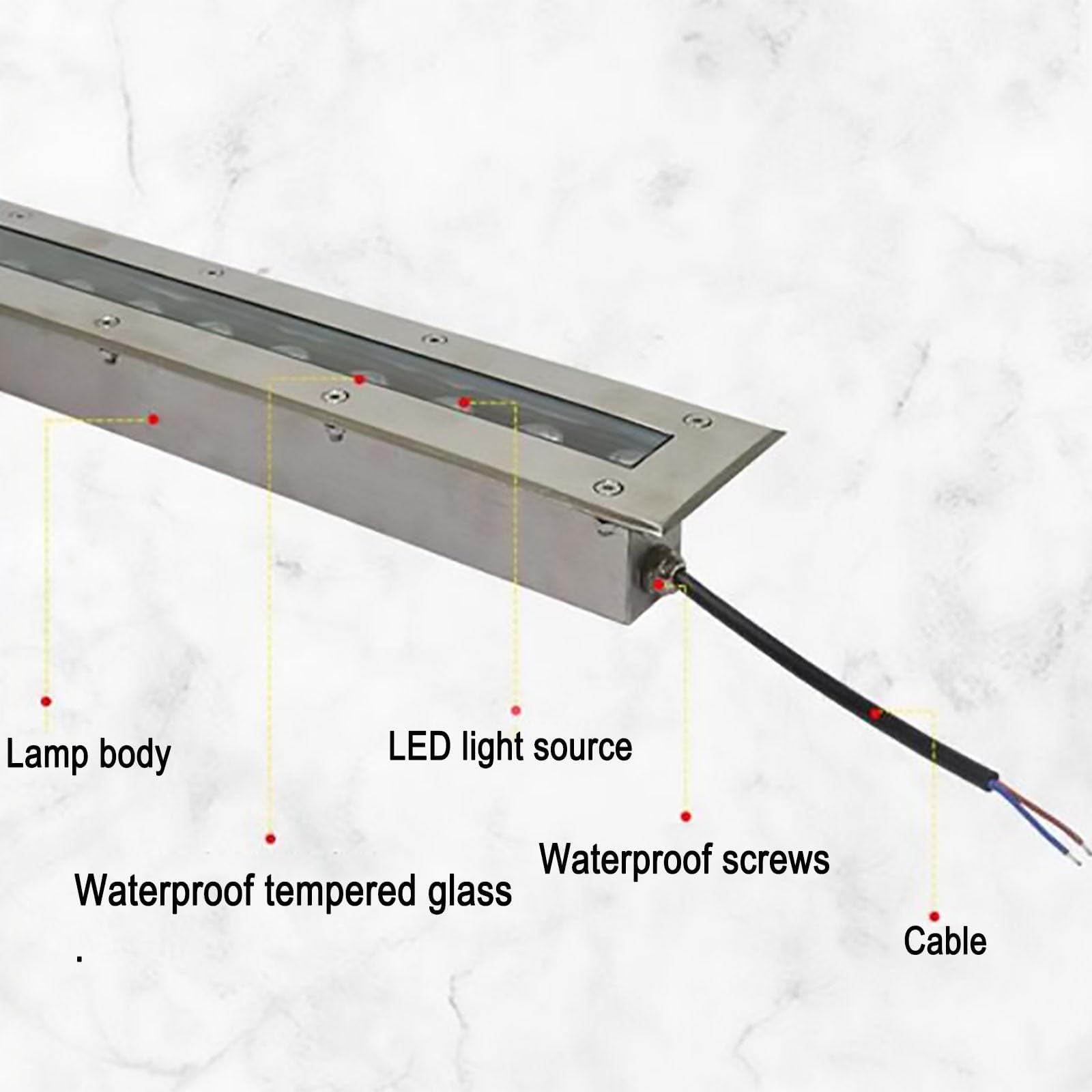 Faretti Subacquei Da Incasso - Faretto A Fascio LED Luci, Luci Subacquee A Strisce LED Impermeabili IP68 Faretti Per Piscina In Acciaio Inossidabile, Luce Subacquea Rettangolare Da 24V(Warm White,9W-3