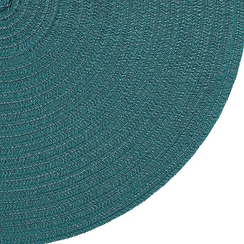 Image of SHACOS Round Placemats Set of 4 Woven Braided Table Placemats 15 inch Circle Place Mats Washable Non Slip Table Mats for Home Wedding Party, Teal Green