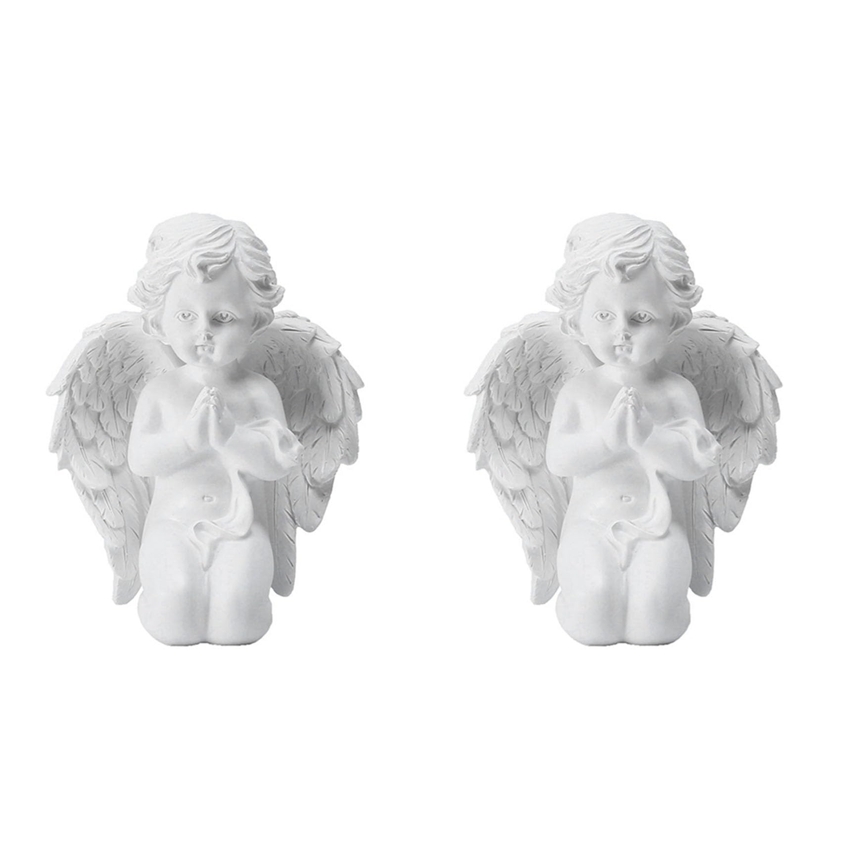 Vjsujehgy 2X Kneeling Praying Pure White Angel with Wing Resin Garden Statue Memorial Resin Yard Figurine Garden Statue Gift