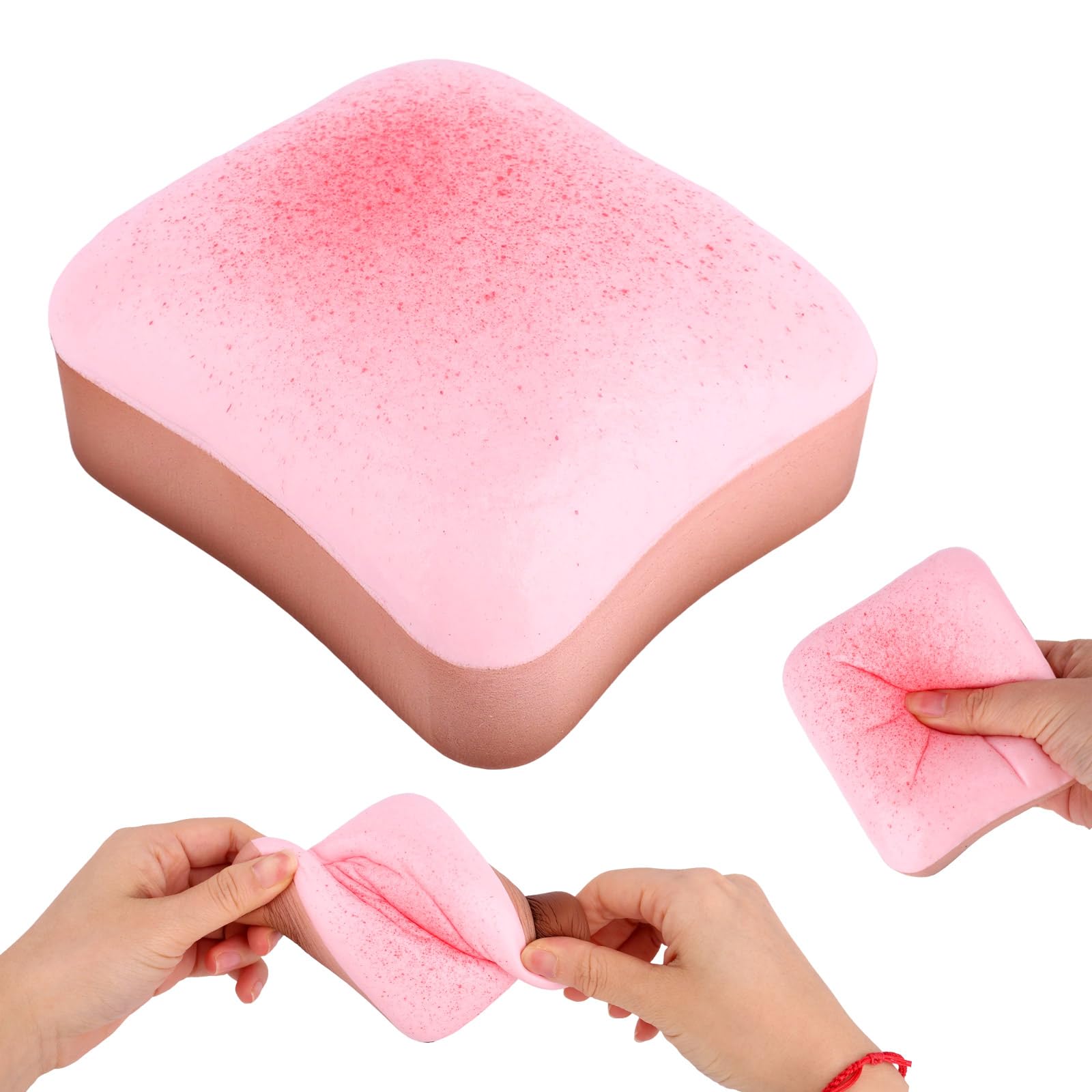 Goktvai Butter Bread Squeeze Squishy Toy, Soft PU Foam Butter Slow Rising Squeeze Food Fidget Toys for Adults Cute Kawaii Desk Accessory Fun Birthday Party Christmas Supplies (Pink)