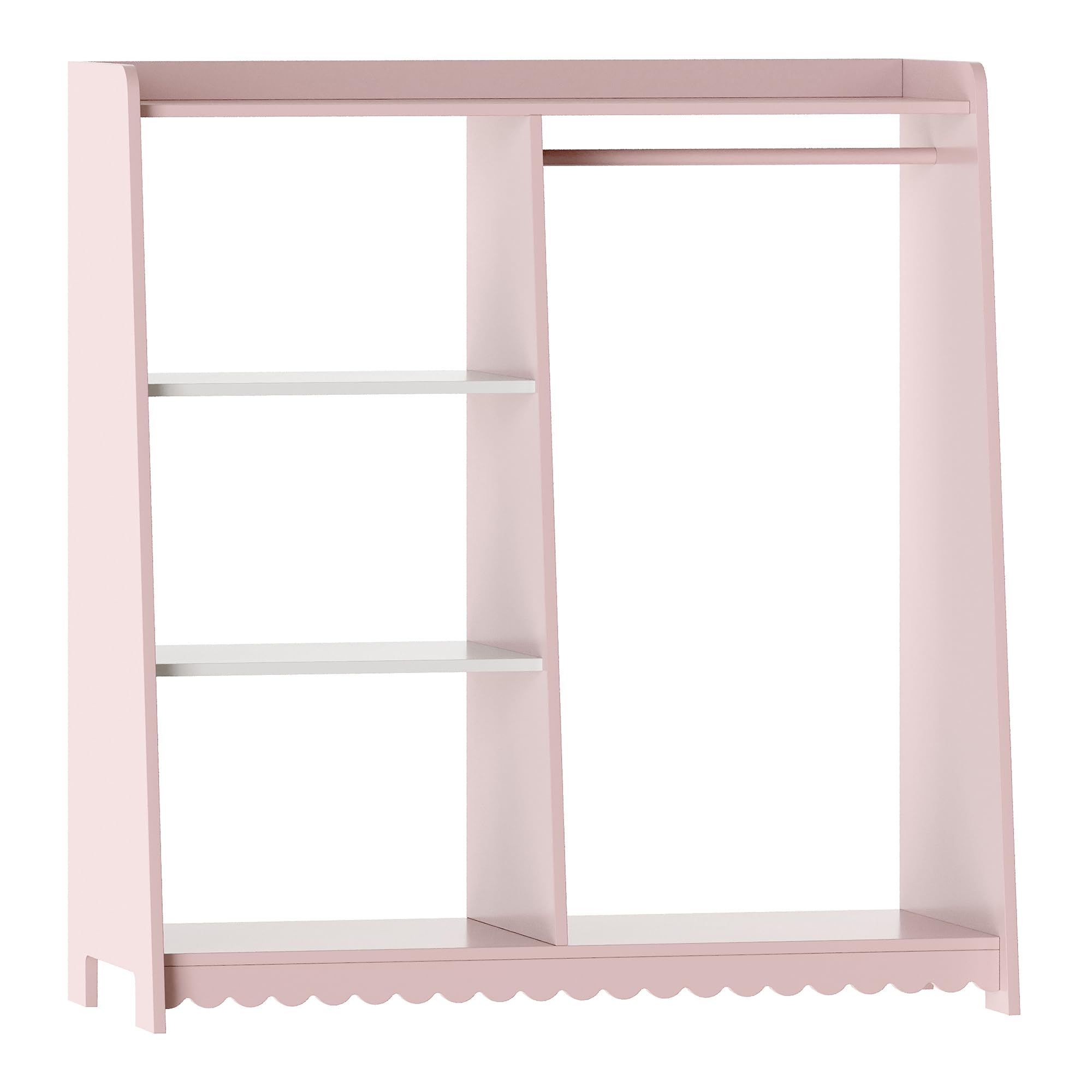 [en.casa] Portant à Vêtements pour Enfants avec Barre de Penderie et Étagères Portemanteau avec Compartiments de Rangement Garde-Robe MDF 90 x 80 x 38 cm Rose Blanc
