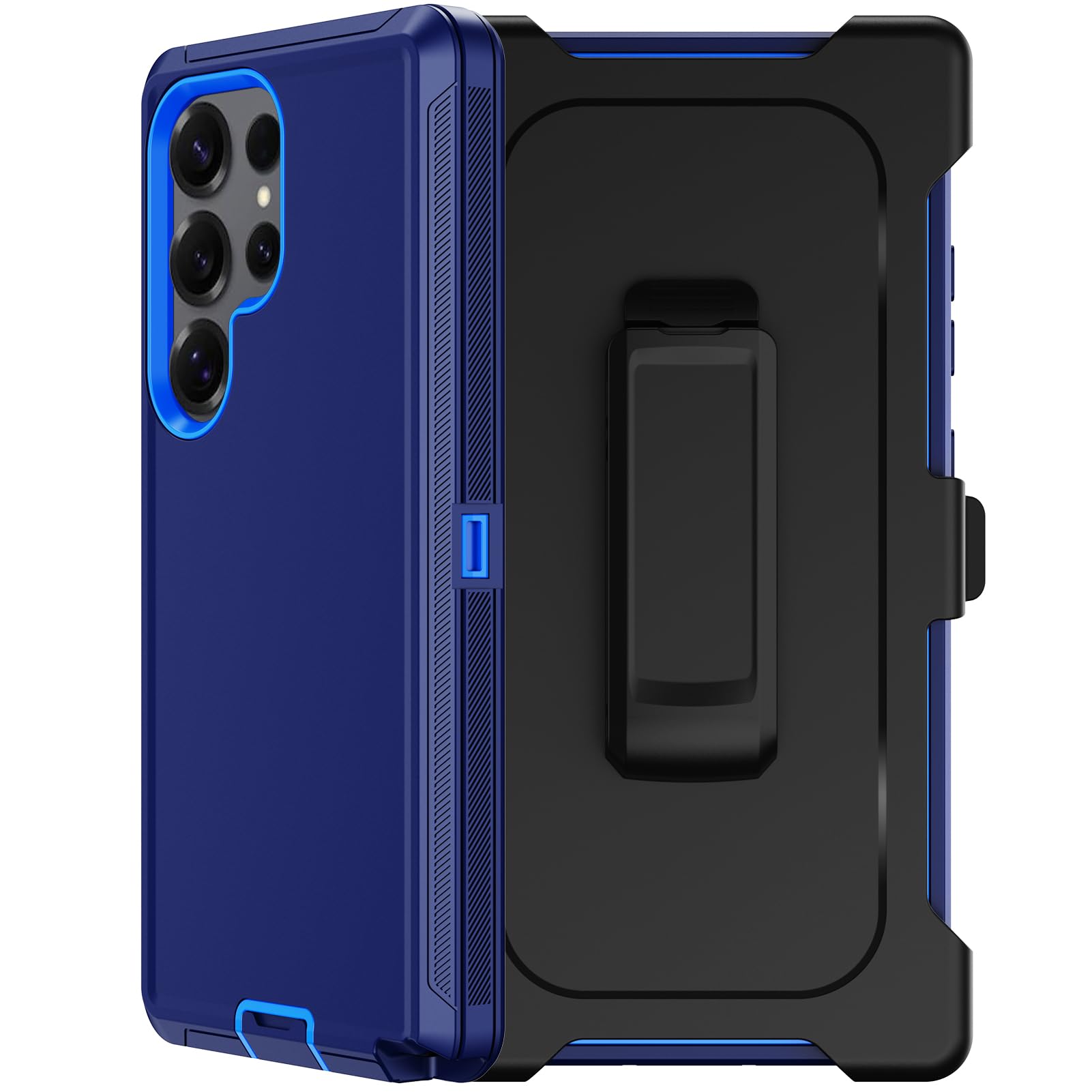 Custodia per Samsung Galaxy S25 Ultra con clip da cintura | 2 pellicole protettive per lo schermo, resistenti e di grado militare, corpo intero, cavalletto robusto