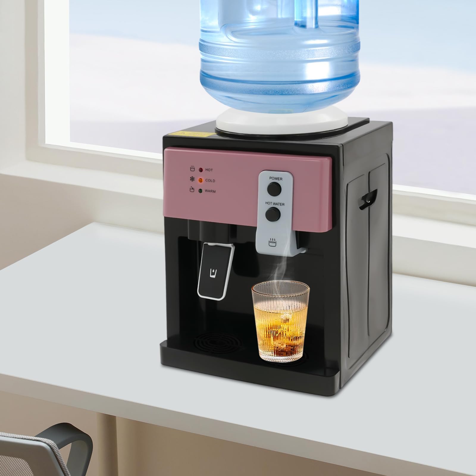 Dispenser di acqua elettrica da 5 l, per acqua calda e fredda, con vassoio di raccolta dell'acqua rimovibile e maniglia per il trasporto, per scrivanie, comodini, tavolini, casa e ufficio