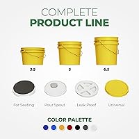 Vista 8 de EconoHome Contenedor de cubo amarillo de 5 galones con tapa, asas de metal con agarre de plástico para un fácil transporte, fácil de apilar
