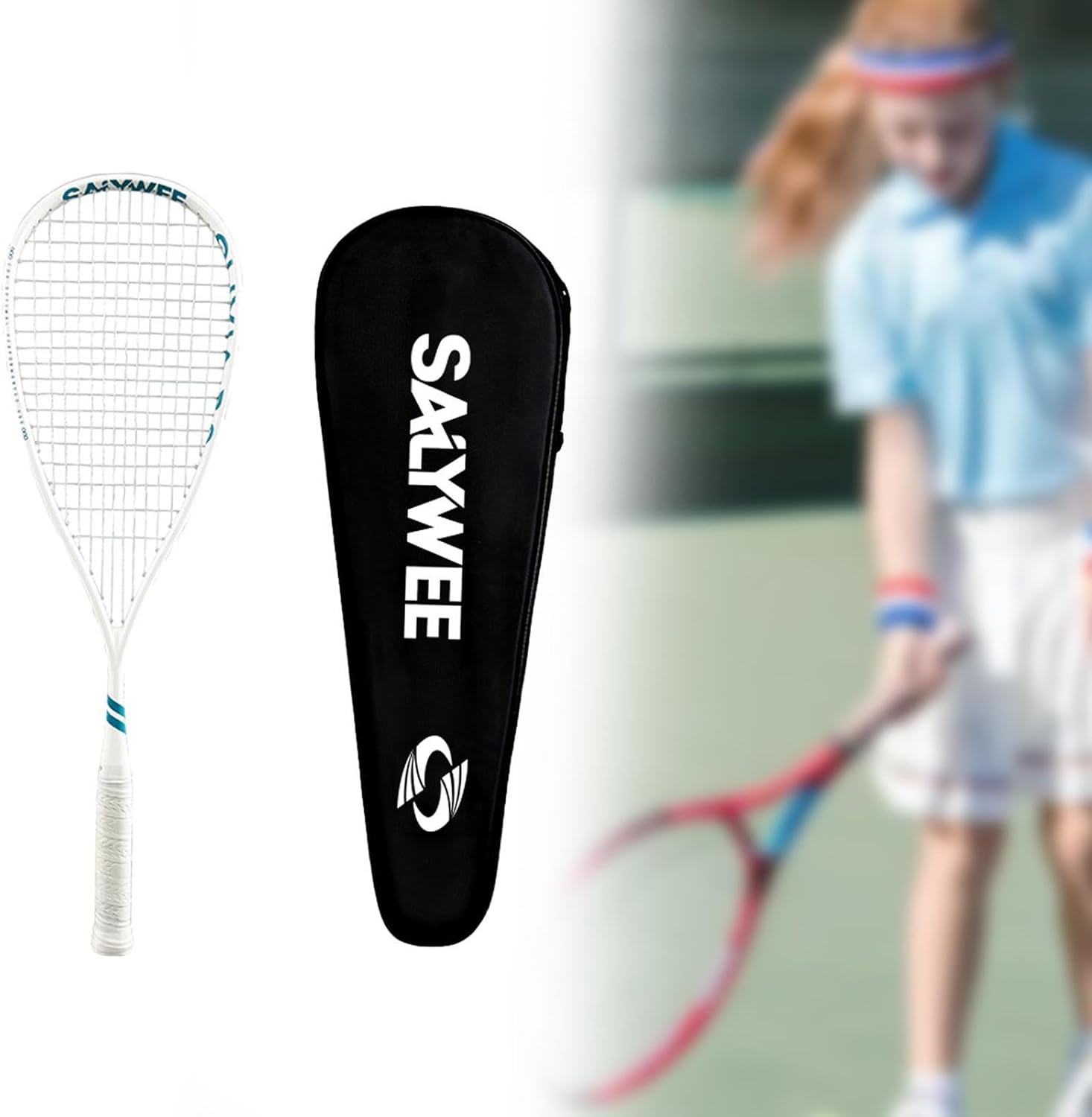 Squash Racquet Squash Racket Lightweight Tennis Training Equipment Tennis Racquet for Practice Cushioning Advanced Beginners, White