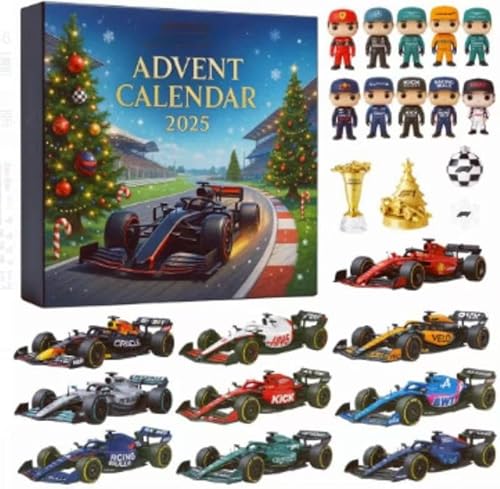 F1 Advent Calendar 2025,24 Day Christmas Countdown Calendar, Christmas Vacation Tree Decor Advent Calendar Set Keychain Countdown Calendars, Decorations for Kids Fans