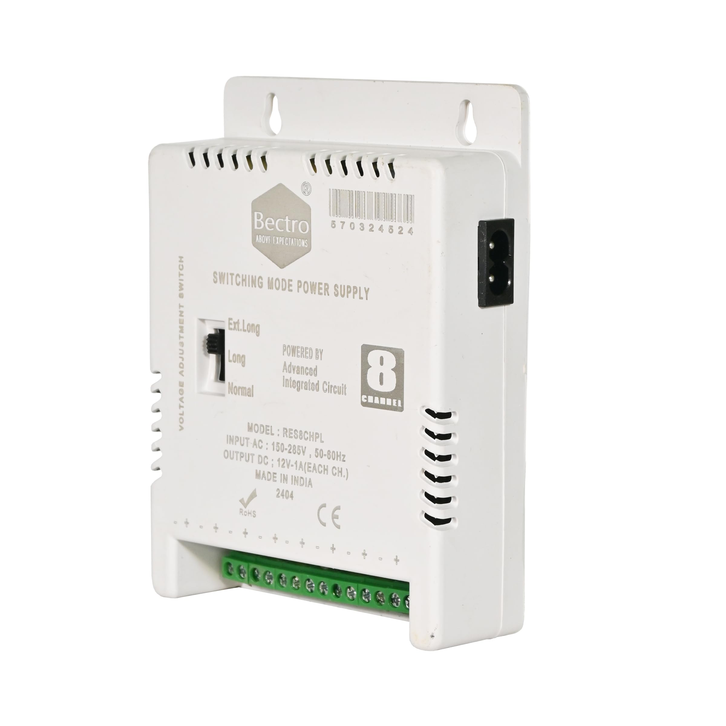 Bectro 8 Channel CCTV Power Supply - 12V 10A -3