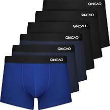 QINCAO Mens Boxers Briefs 6 Pack Combed Cotton Tagless Soft & Slim Fit | Boxers for Men, Boxer Shorts Mens, Soft Elasticated Waistband, Breathable, Anti-Chafe, Multipack, Everyday Wear