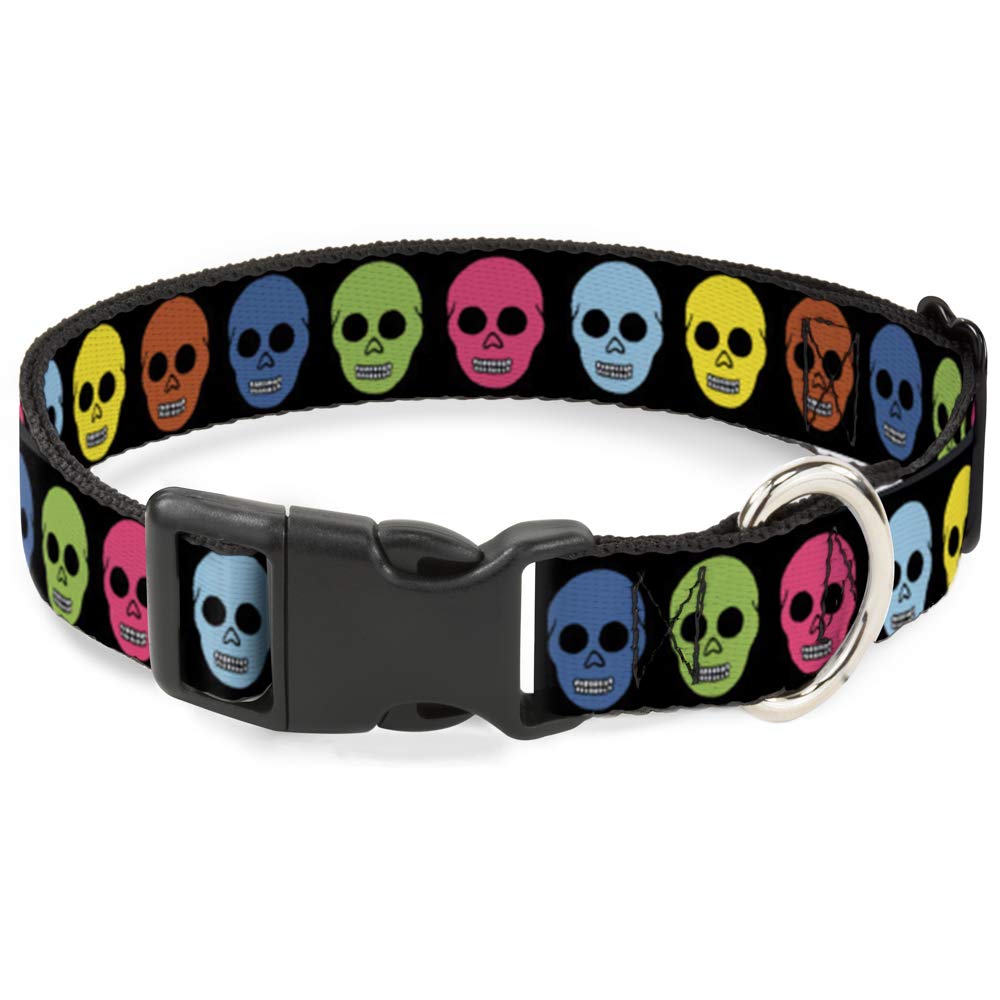 Collar de clip de plástico Calaveras Negro para perros pequeños con ajuste de 13 a 18 pulgadas