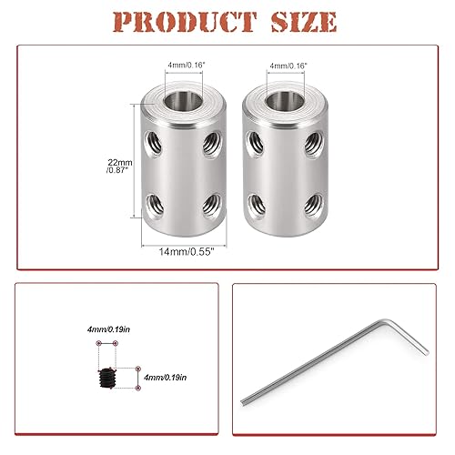 Miniatura 2 de Juego de acoplamiento rígido de 0.157 in a 0.157 in con llave de tornillo de acero inoxidable L22XD14, conector de acoplador de eje para impresoras