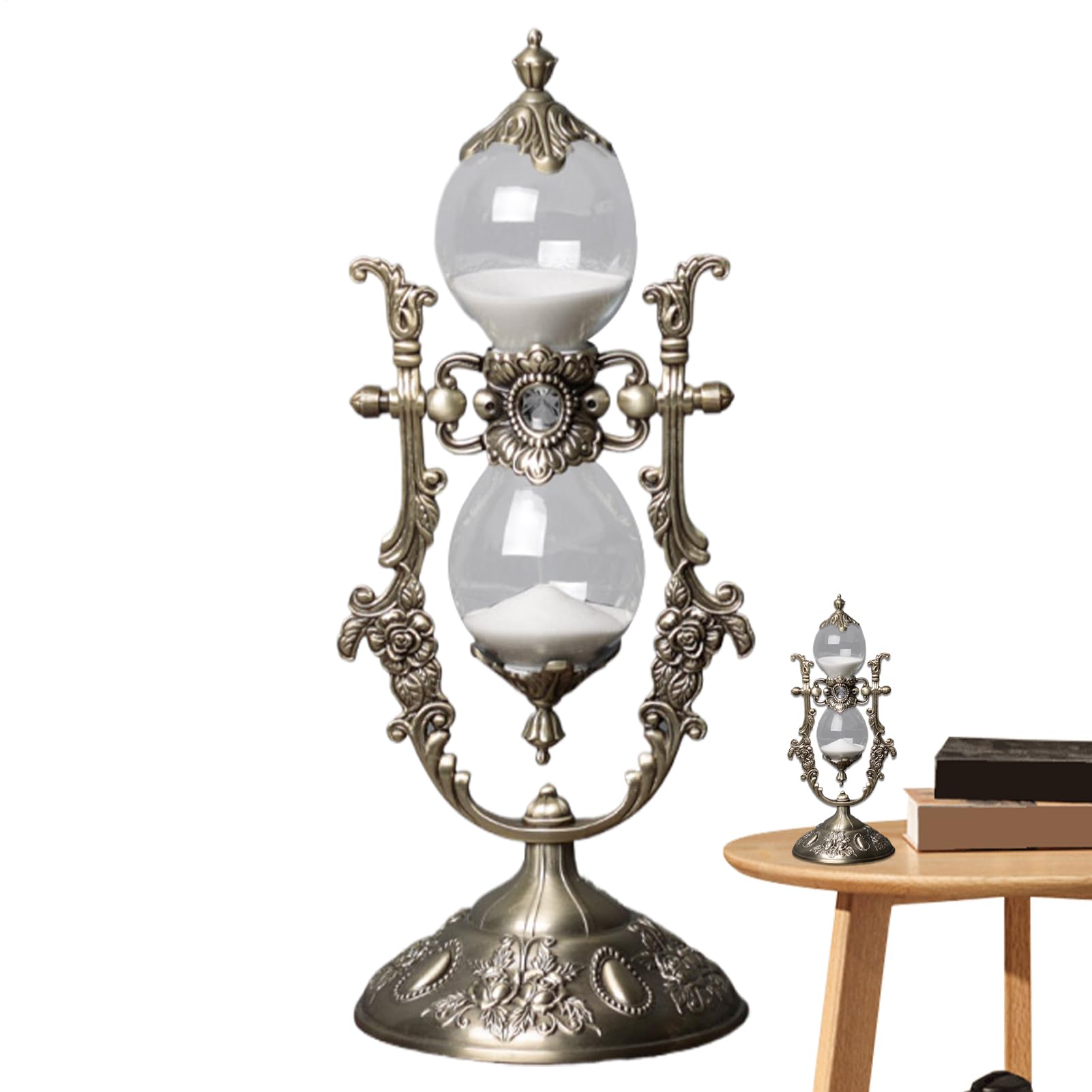 Sablier vintage de 15 minutes en verre et sable pour la décoration d'intérieur
