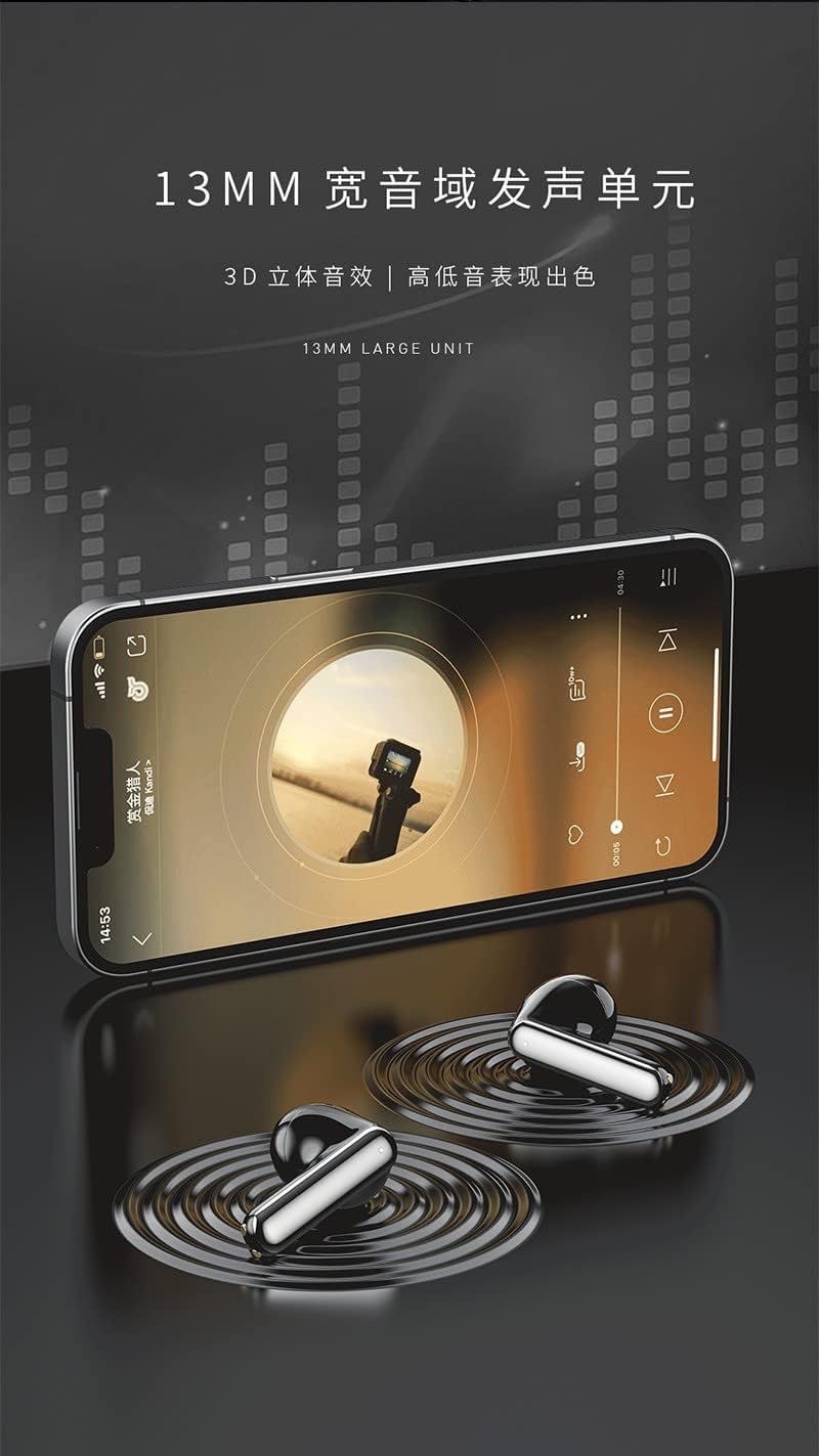 Recci REP-W42 TWS Earbuds in use with a smartphone, showing 13mm large unit