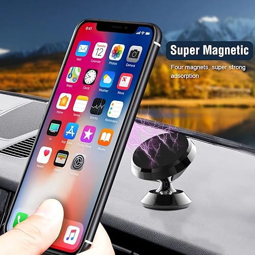 Miniatura 6 de Paquete de 3 Soporte magnético para teléfono con placas de metal negro, soporte para teléfono celular adhesivo resistente para automóvil integrado