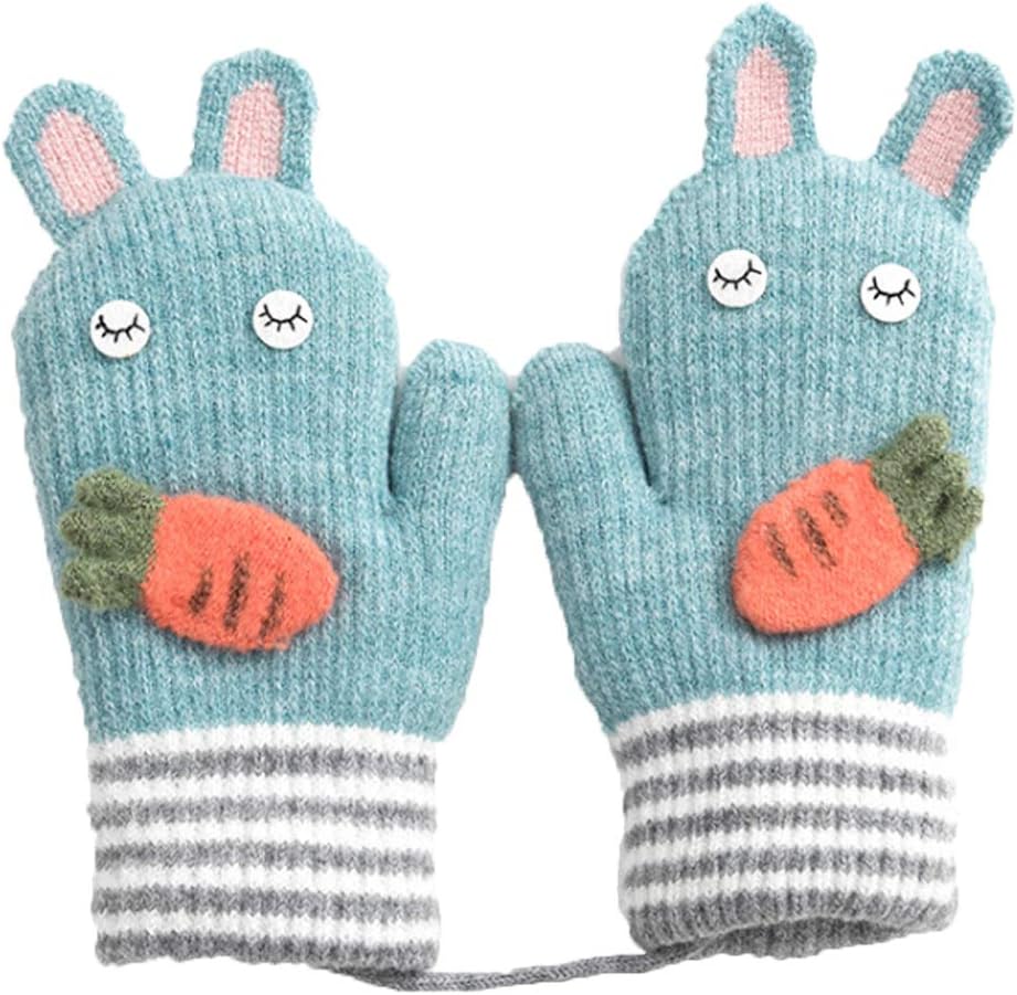 PURFUN Kids Cute Thermal Thick Plush Lining Knitted Gloves Winter Camping Cycling Ski Snowboarding Gloves Mittens Hand Warmer for 3-6 Yrs Girls Boys : Clothing, Shoes & Jewelry