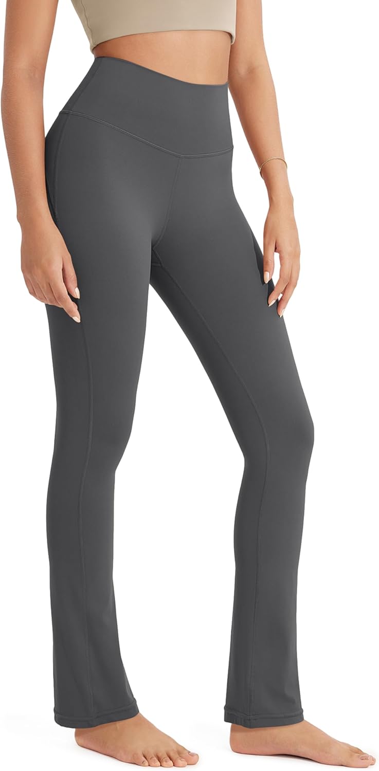 ODODOS Cloud Feeling Straight Leg Pants with Back Pocket for Women, High Waist Casual Lounge Yoga Pants- 28" / 30" Inseam