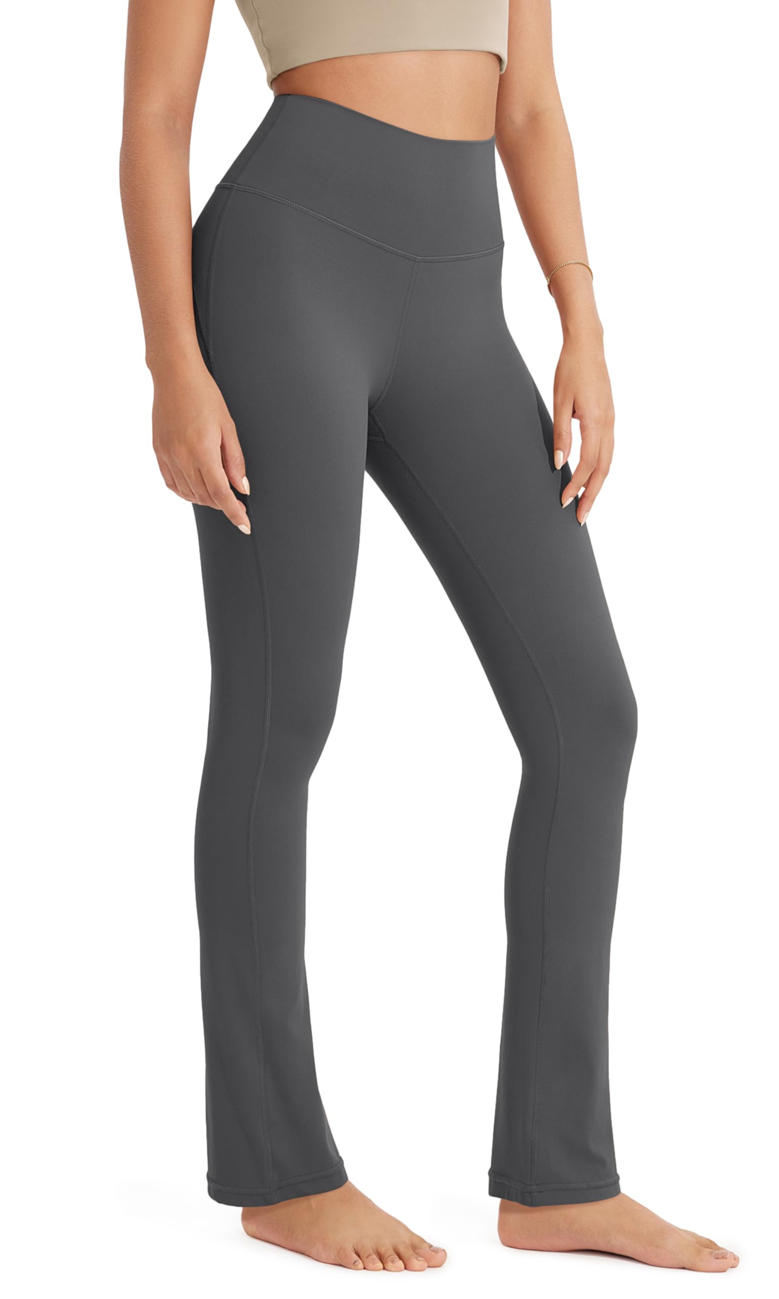 ODODOS Cloud Feeling Straight Leg Pants with Back Pocket for Women, High Waist Casual Lounge Yoga Pants- 28" / 30" Inseam