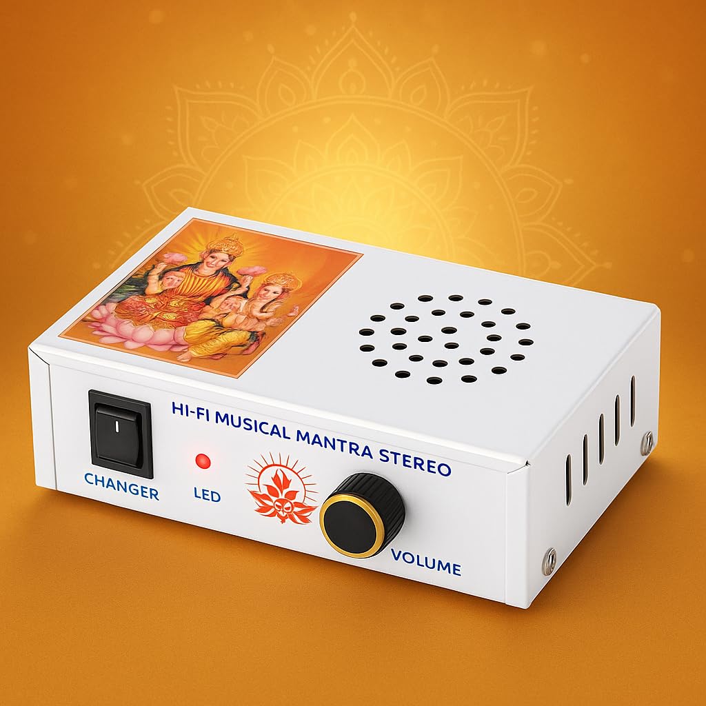 Boosty® 35-in-1 Musical Mantra Stereo Box – Akhand Jaap Machine with LED Indicator, Volume Control & Multiple Bhajans/Mantras for Home, Temple & Meditation