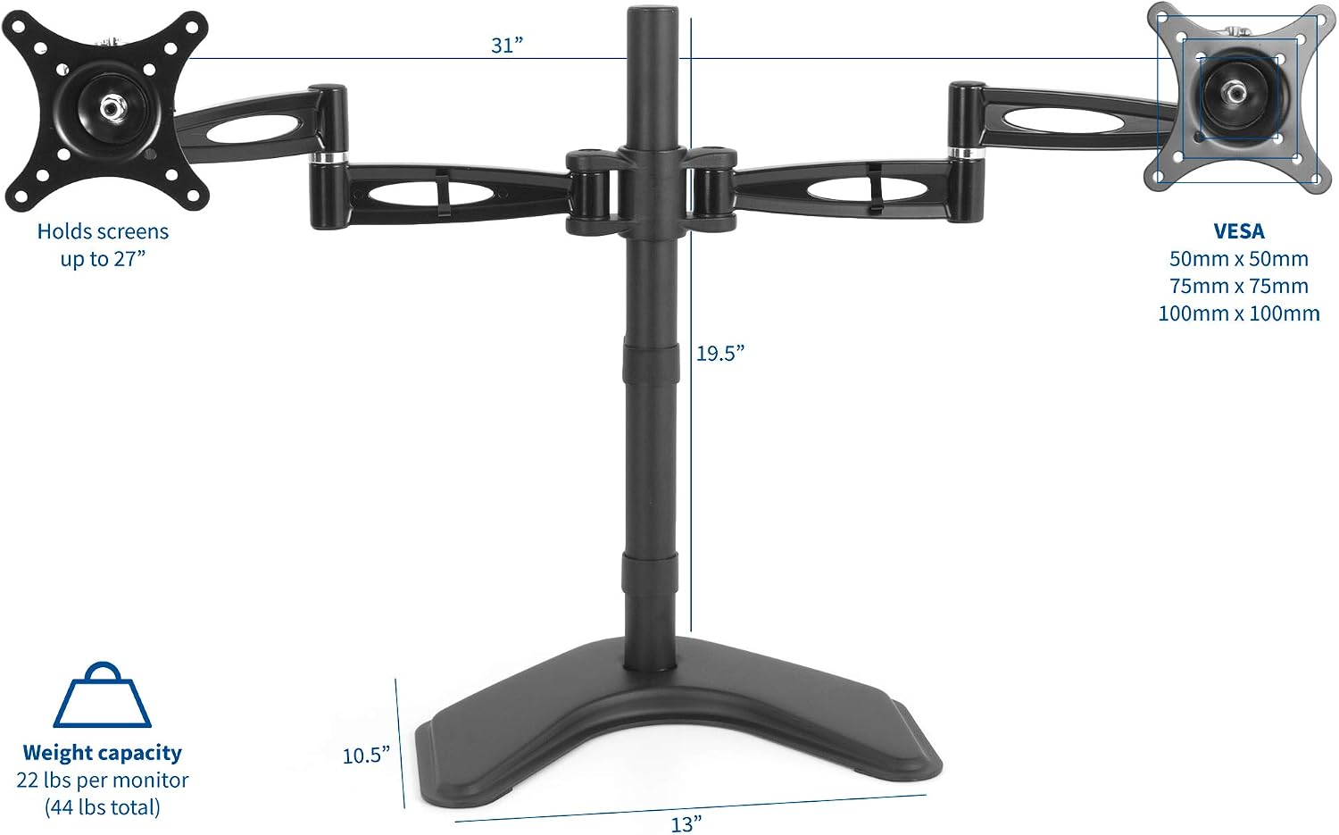 40% Off Discount VIVO Dual LCD Monitor Free Standing Desk Mount, Heavy Duty Fully Adjustable Stand fits 2 Screens up to 27 inches (STAND-V002Z) Amazon Crazy 🔥 Deals VIVO Dual LCD Monitor Free Standing Desk Mount, Heavy Duty Fully Adjustable Stand fits 2 Screens up to 27 inches (STAND-V002Z)
