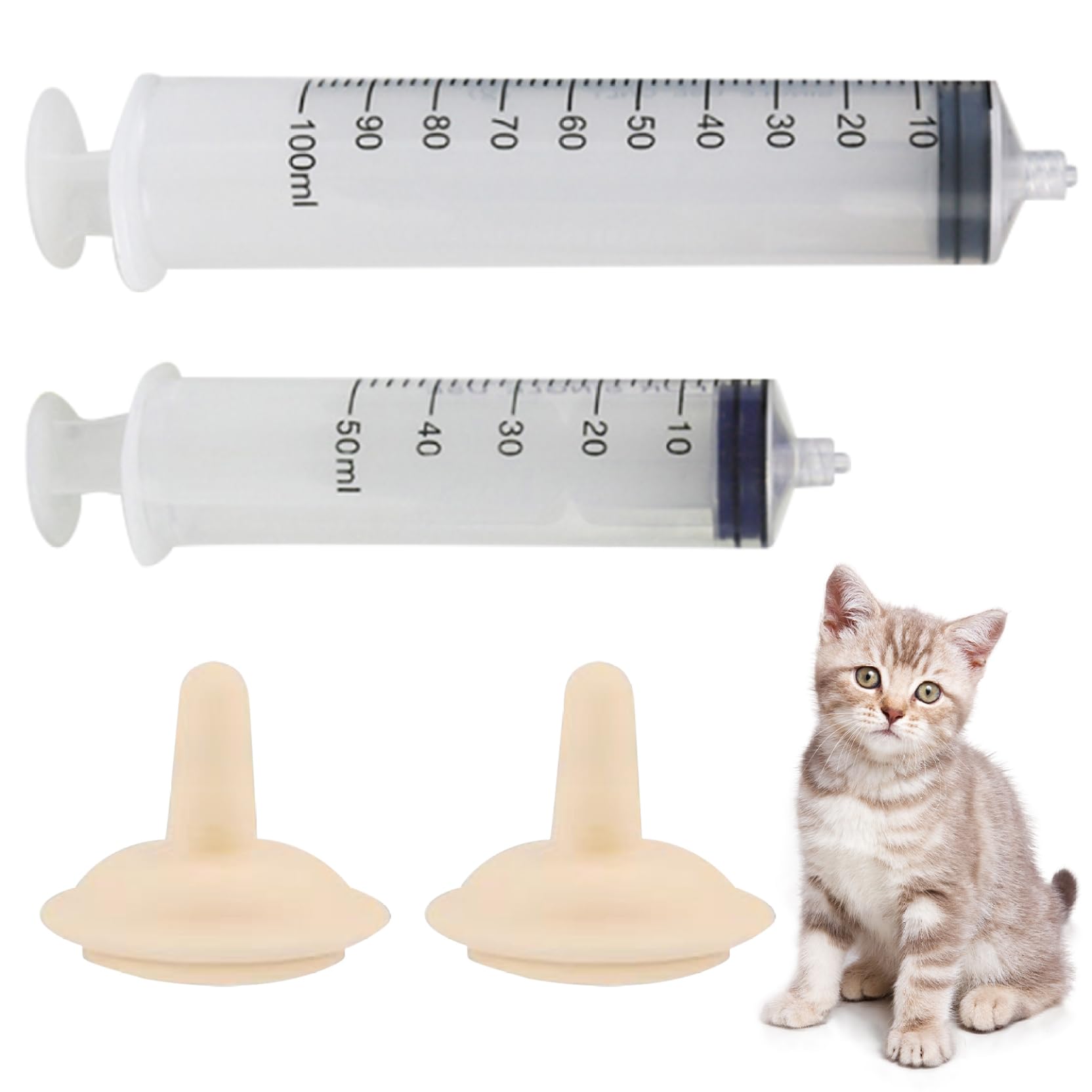 Tétine Miracle pour chatons seringue à tétine biberon pour chaton 2 pièces 10 ml + 30 ml seringue d'alimentation pour chats, tétine en silicone sûre pour chat, biberons anti-mastication pour chiots