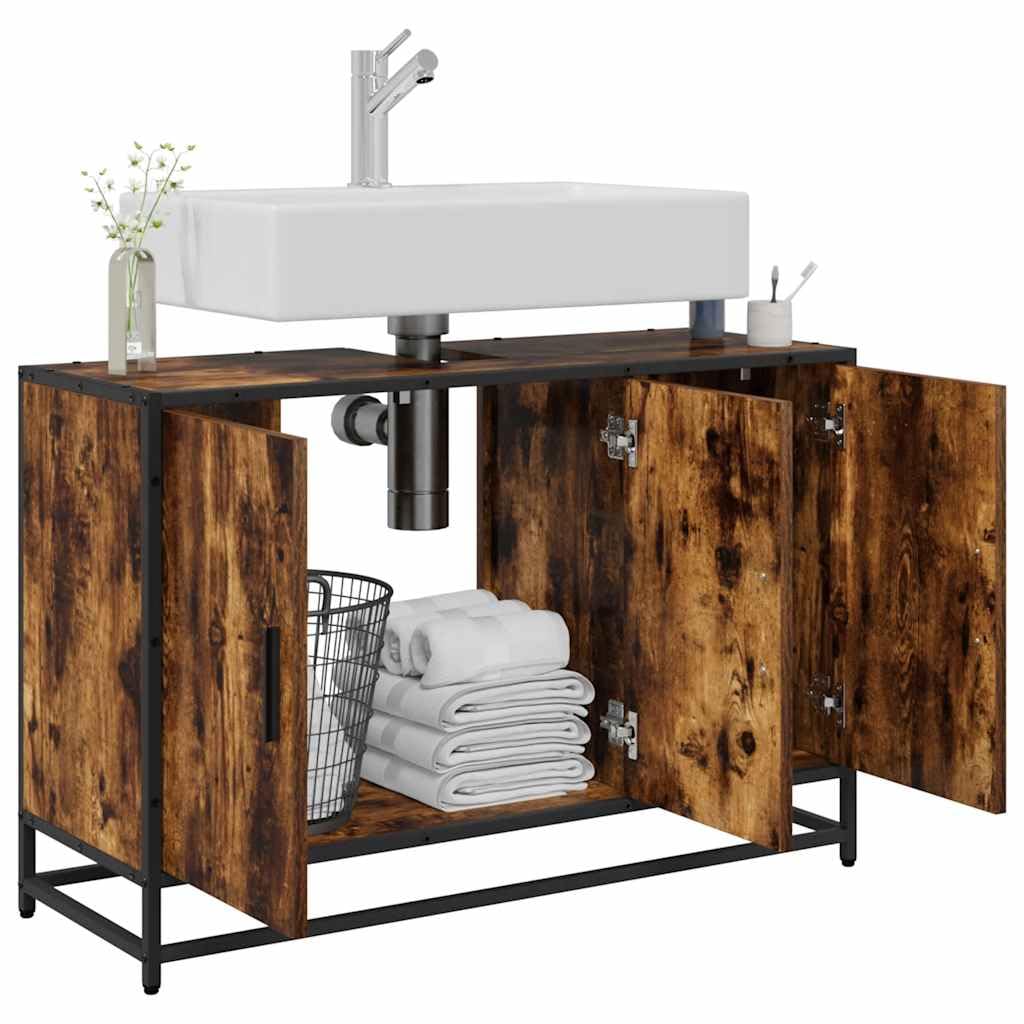 Szafka pod umywalkę dąb wędzony 90 x 33 x 60 cm materiał drewnopochodny